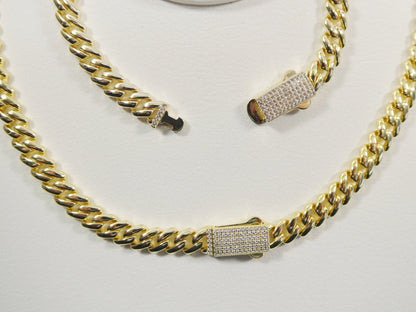 Real 925 Sterling Silver 7mm Solid Monaco Style 14k Yellow Gold Color Finish