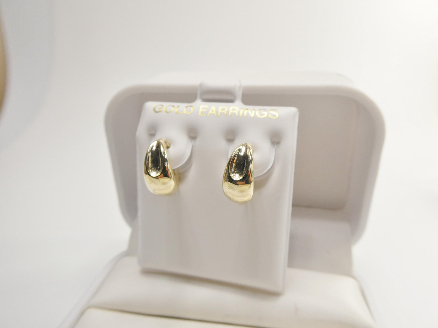 real 10k solid yellow gold designer polish hoop huggie earrings
