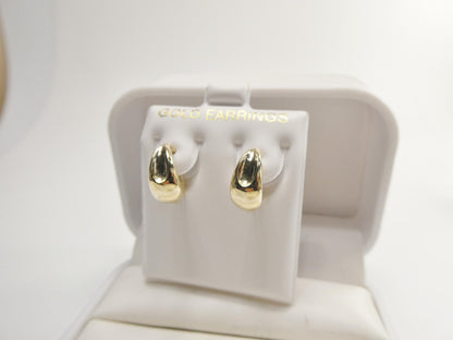 Real 10k Solid Yellow Gold Designer Polish Hoop Huggie Earrings