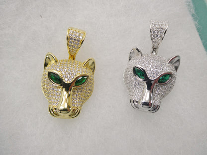 Real 925 Sterling Silver Full Stone Setting Leopard Designs Pendent