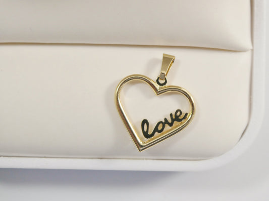 women's 14k real solid yellow gold love heart charm
