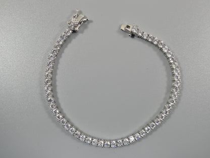 Real 925 Sterling Silver Tennis Bracelet 3mm / 4mm / 5mm White Gold Finish