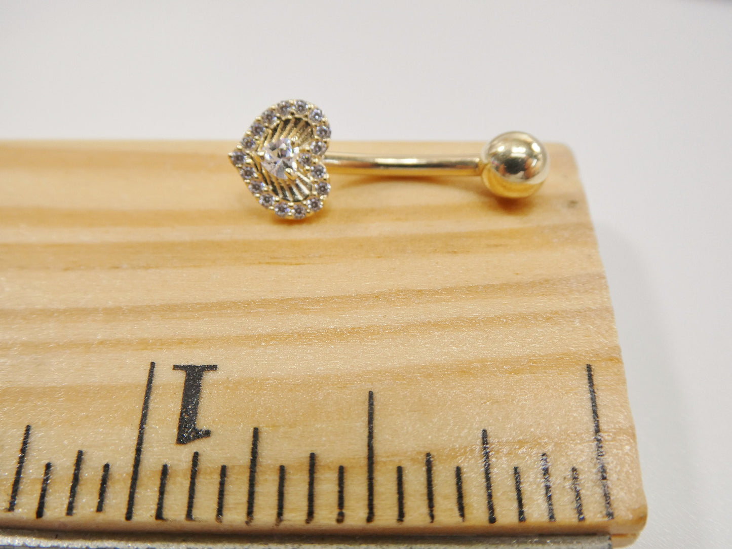14k real solid yellow gold heart belly button ring piercing