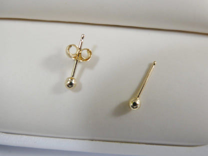 Real 10k Solid Yellow Gold Ball Earrings Push Post