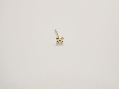 14k Real Solid Yellow Gold Tiny Floral Stud Nose Ring