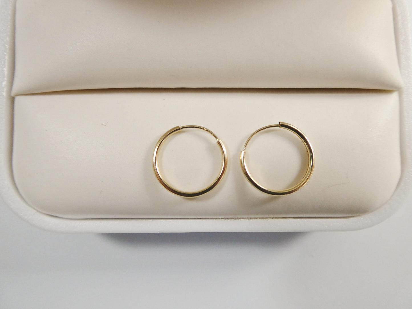 real 14k solid yellow gold 12mm endless small hoop lightweight hoop earring