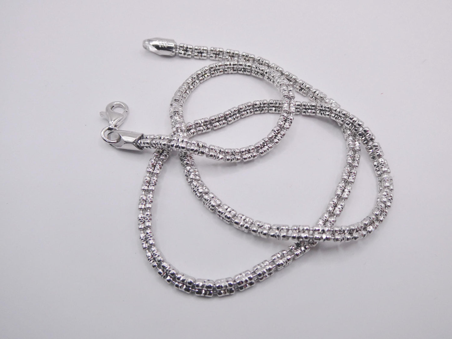 real 925 sterling silver 3 line diamond cut ice link chain necklace