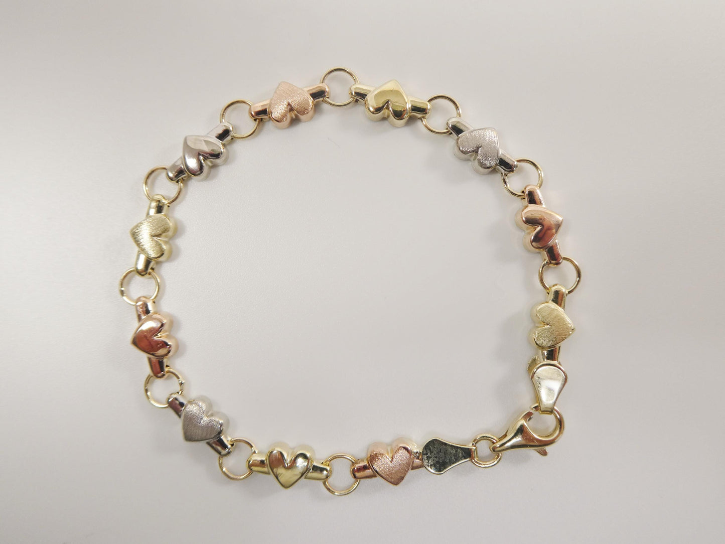 real 10k solid yellow gold 6 inch children/women xo heart bracelet