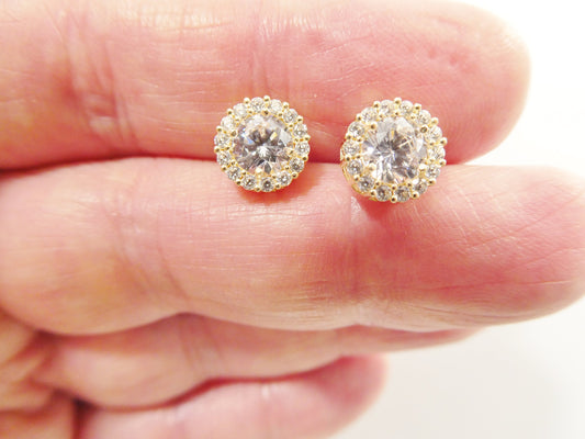 real 10k solid yellow gold screw back  post large circle stud earring