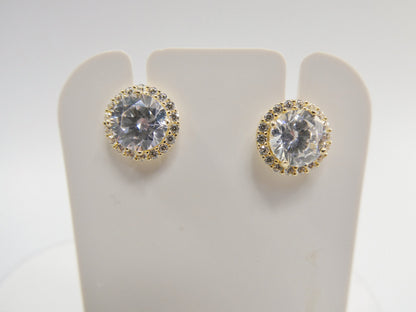 Real 10k Solid Yellow Gold Push Post Circle Stud Earrings