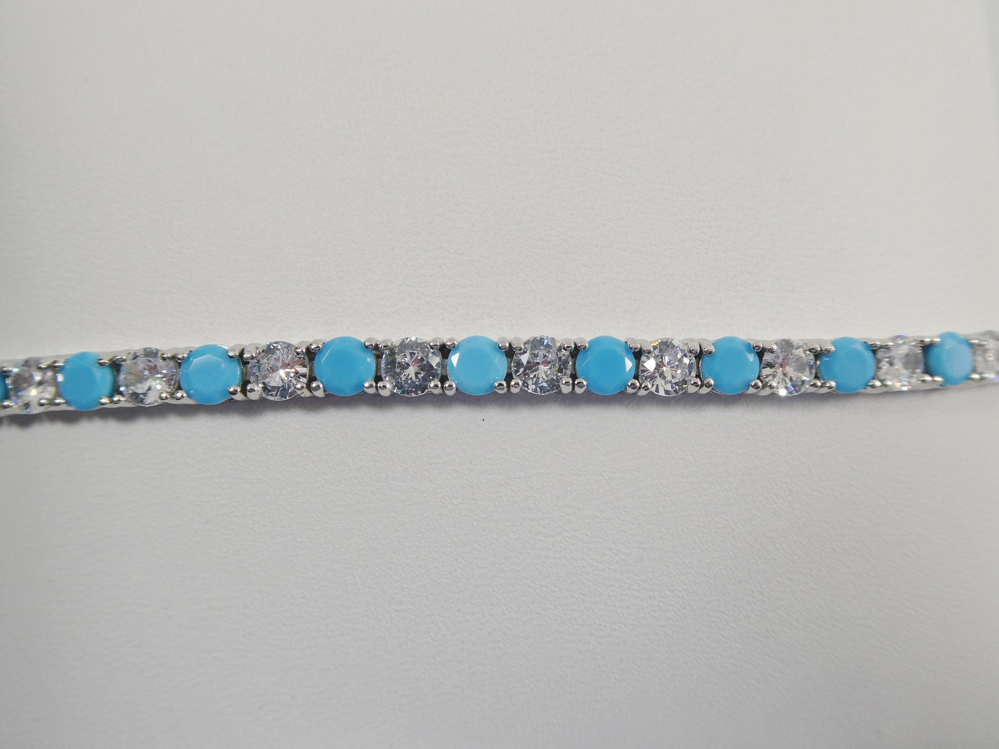 4mm 7 Inch turquoise tennis bracelet real 925 sterling silver