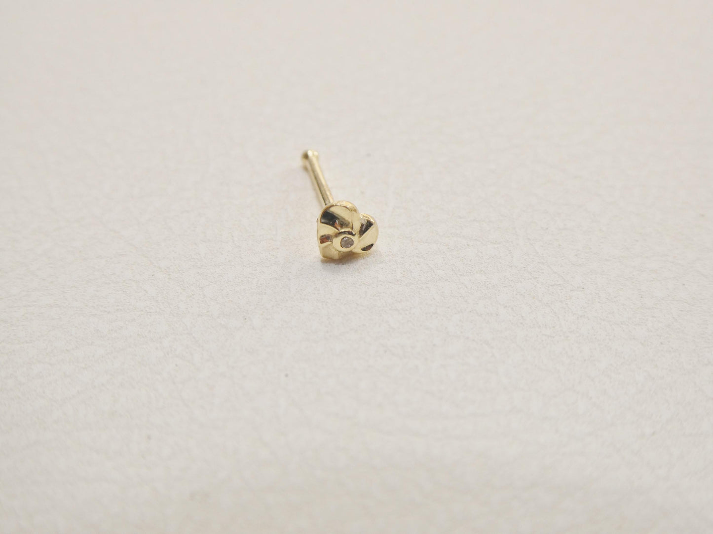 14k real solid yellow gold small heart nose rings