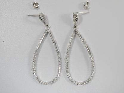 Real 925 Sterling Silver Micro Pave Setting 14k White Gold Color Finish Drop Earrings