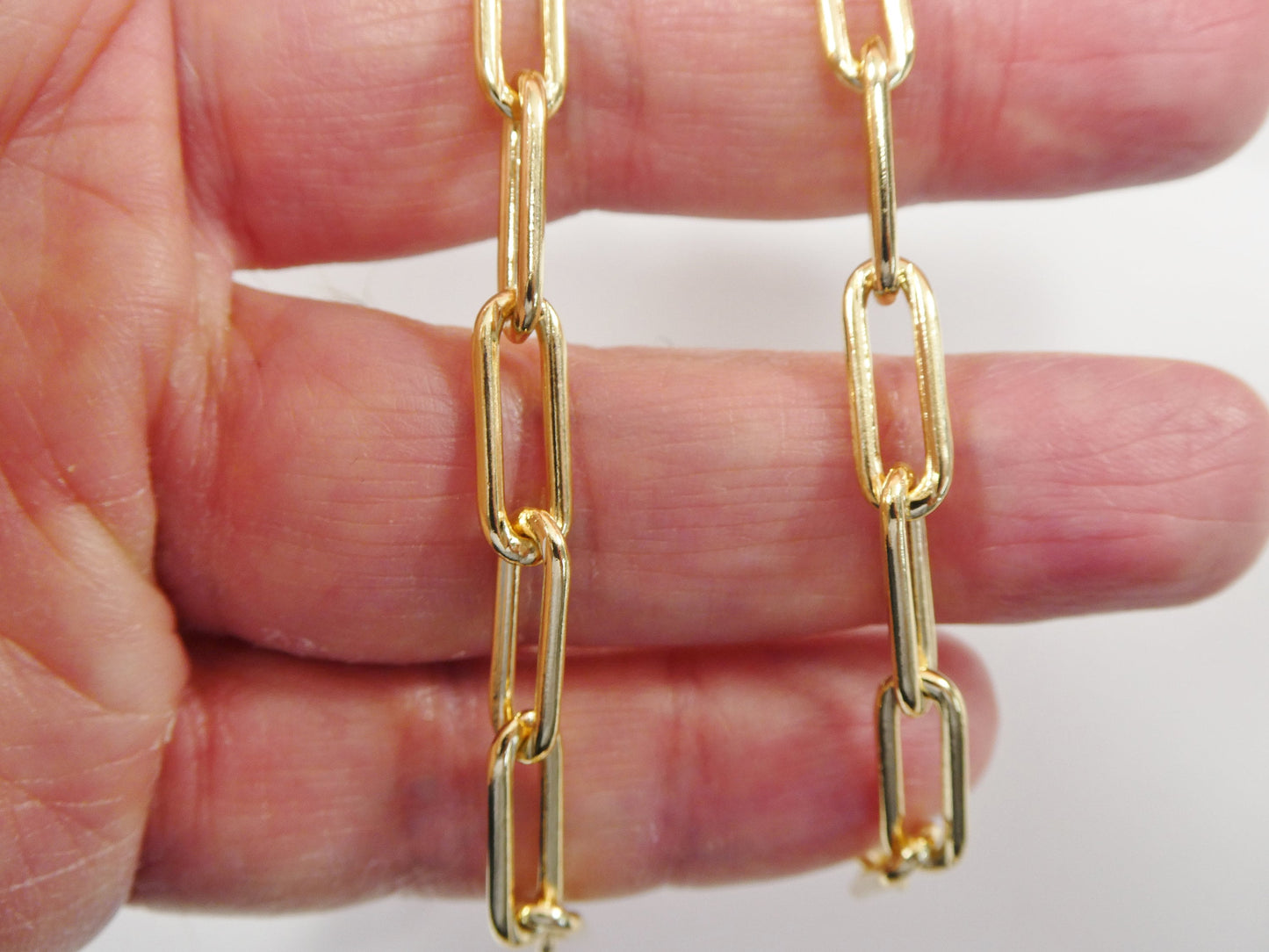 7.5 / 10 inch 14k gold filled paper clip chain ladies  bracelet