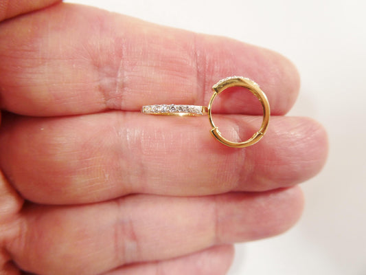10k real yellow gold design huggies hinged hoop earrings daith