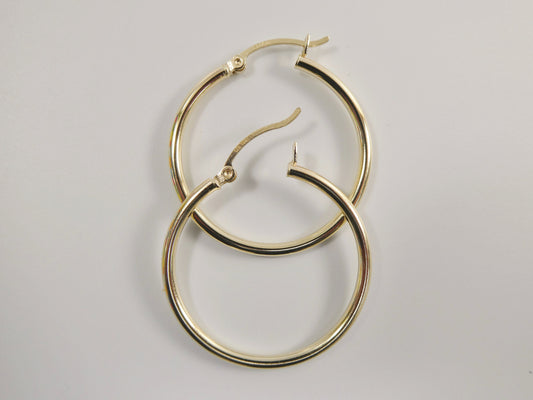 real 10k solid yellow gold plain high polish 30mm hoop earring