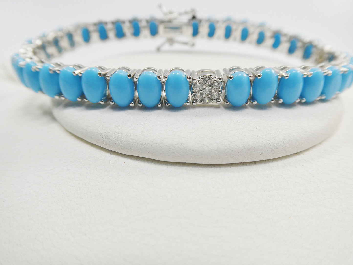 7 inch real 925 sterling silver turquoise tennis bracelet