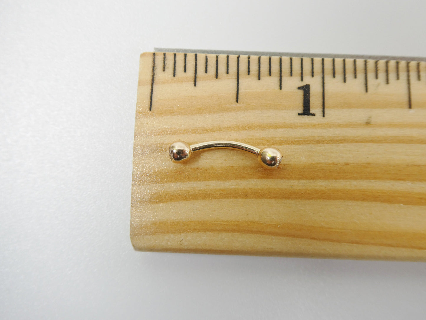 14K real solid yellow gold white gold eyebrow cz both side curve piercing