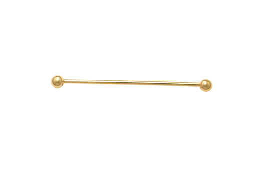 14k real solid yellow gold 60mm straight barbell tongue belly button ring piercing