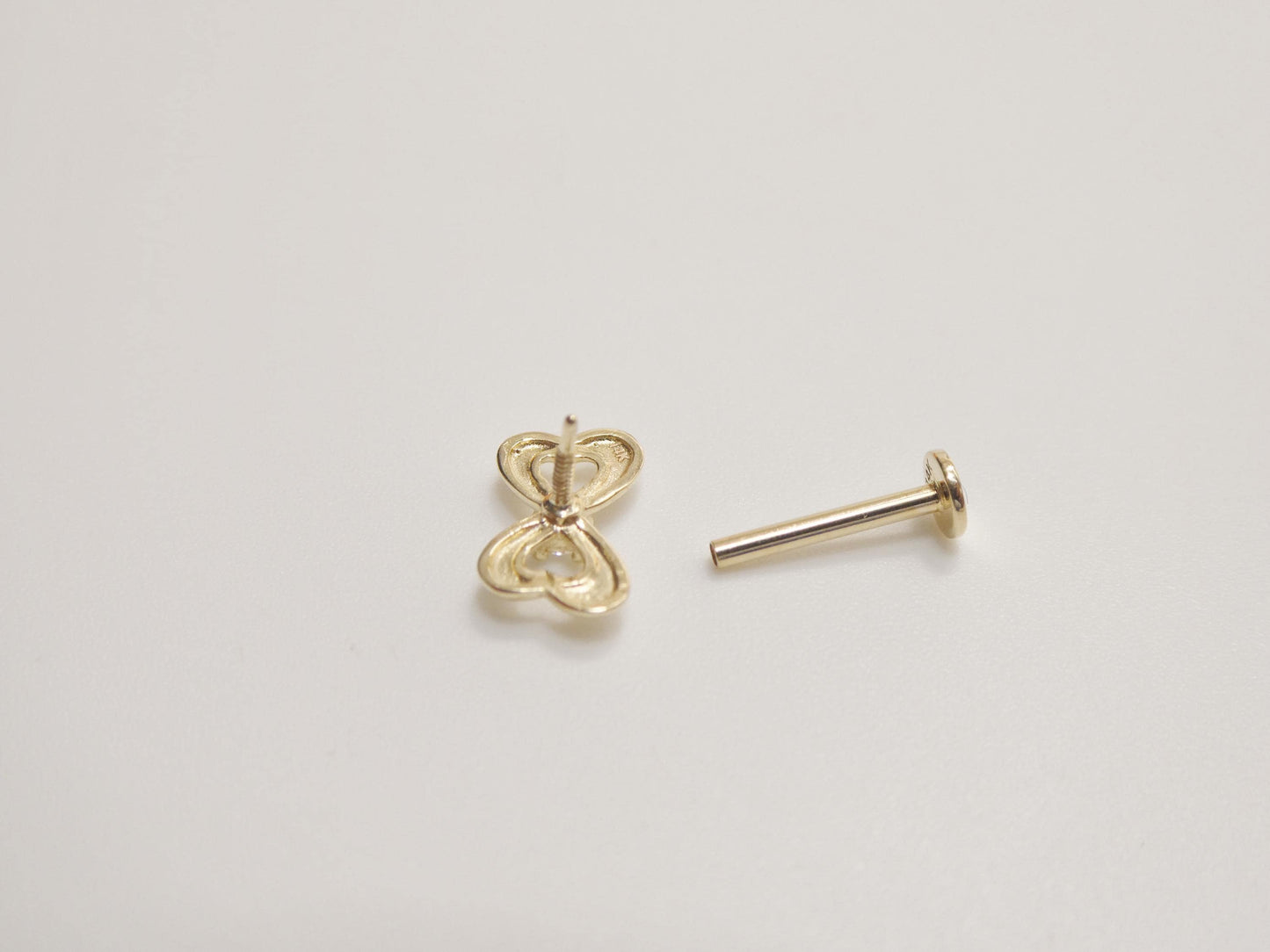 14k real solid yellow gold cartilage bow body ring piercing