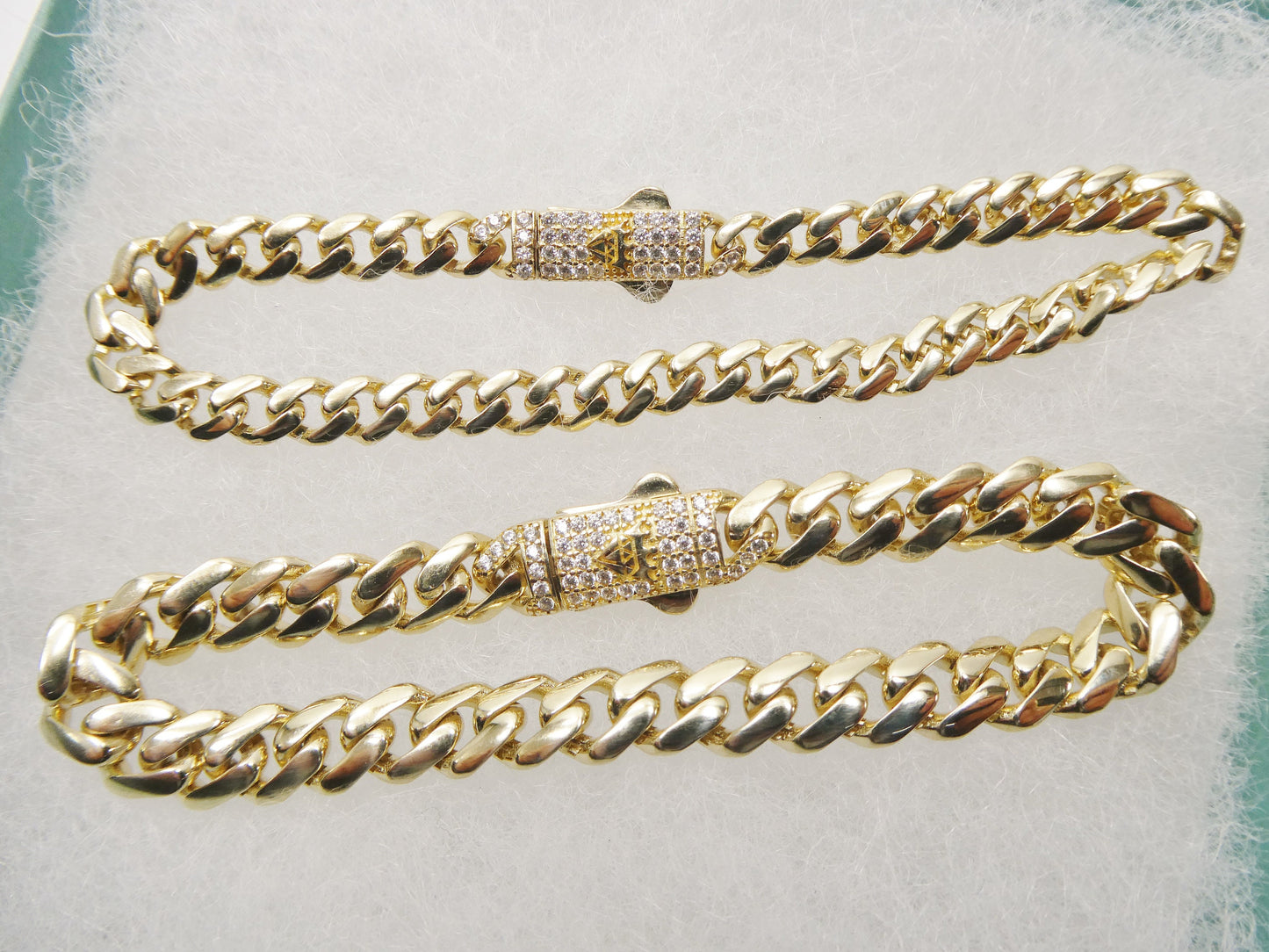 6.5 inch real 10k solid yellow gold 5mm/ 7mm Monaco bracelet