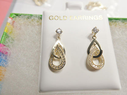 Real 10k Solid Yellow Gold Design Teardrop Push Post Earrings