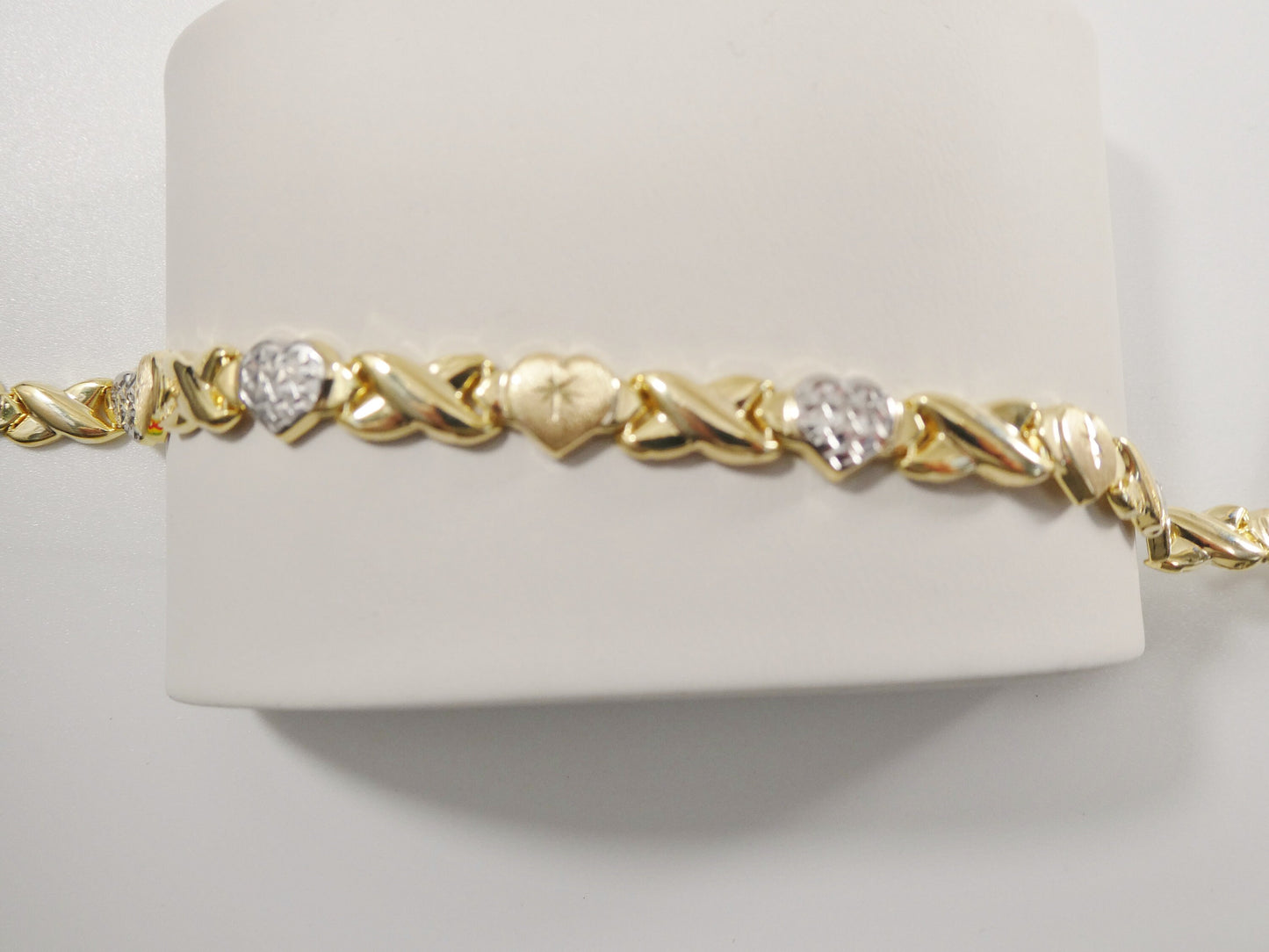 Sterling Silver XOXO Heart Necklace: Two-Tone 14k Gold Finish