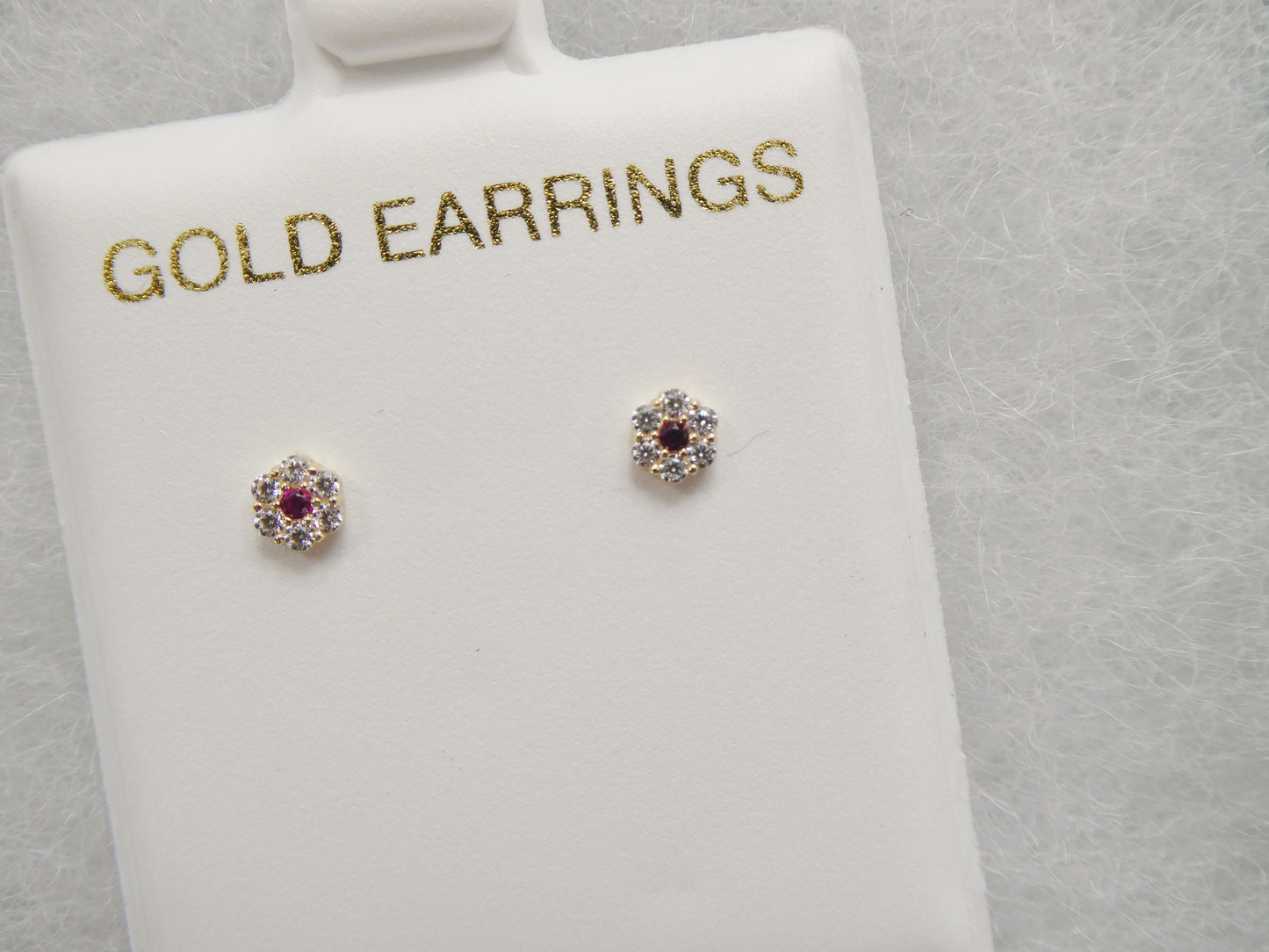 real 10k solid yellow gold tiny small flower push post stud earrings