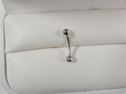 14K Real Solid Yellow Gold White Gold Eyebrow CZ Both Side Curve piercing