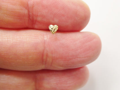 14k Real Solid Yellow Gold Heart Nose Stud Ring