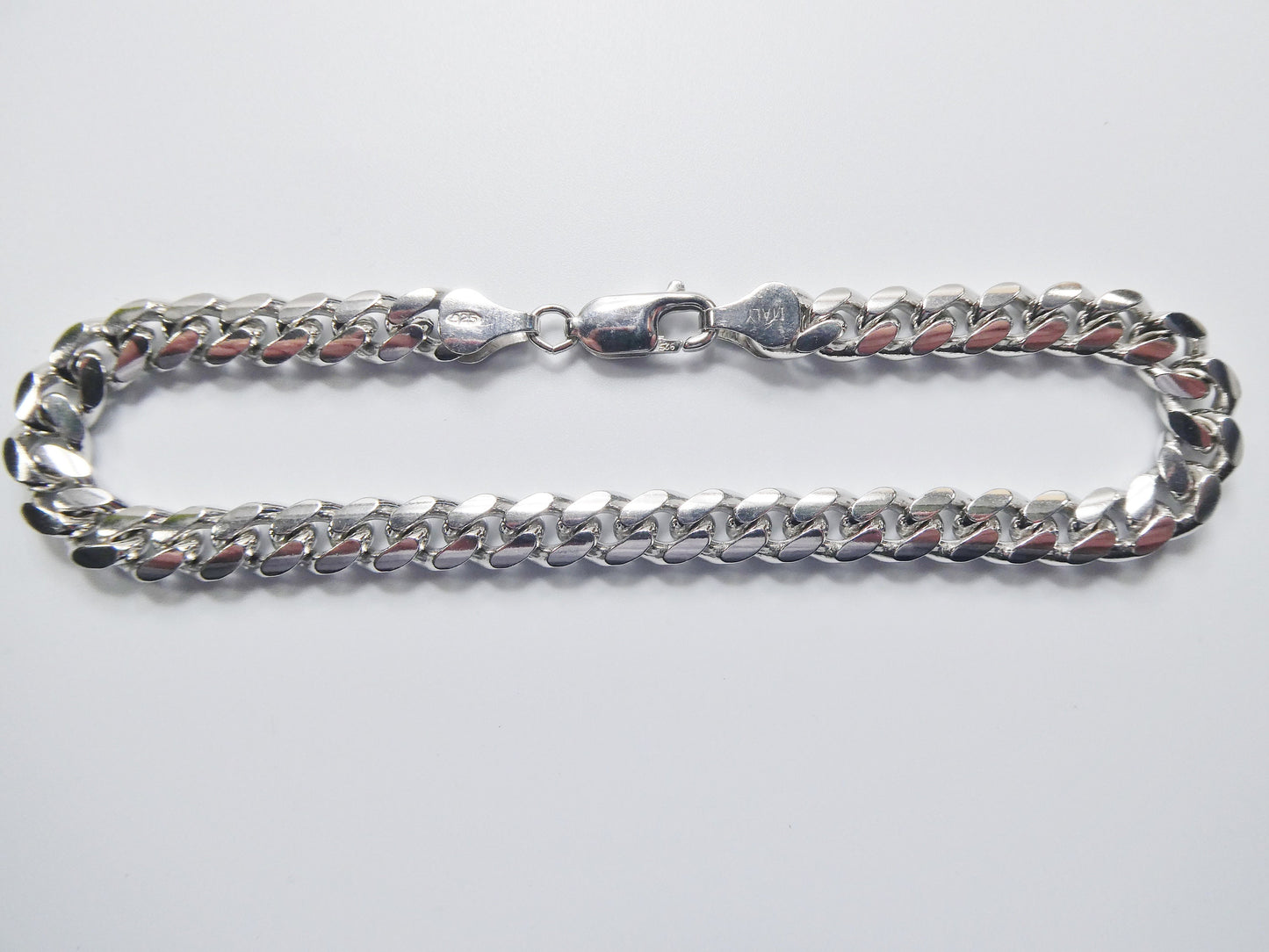 real 925 sterling silver 6.5mm solid link bracelet