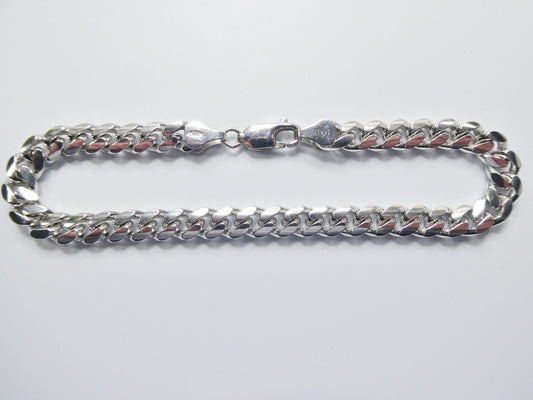 real 925 sterling silver 6.5mm solid link bracelet