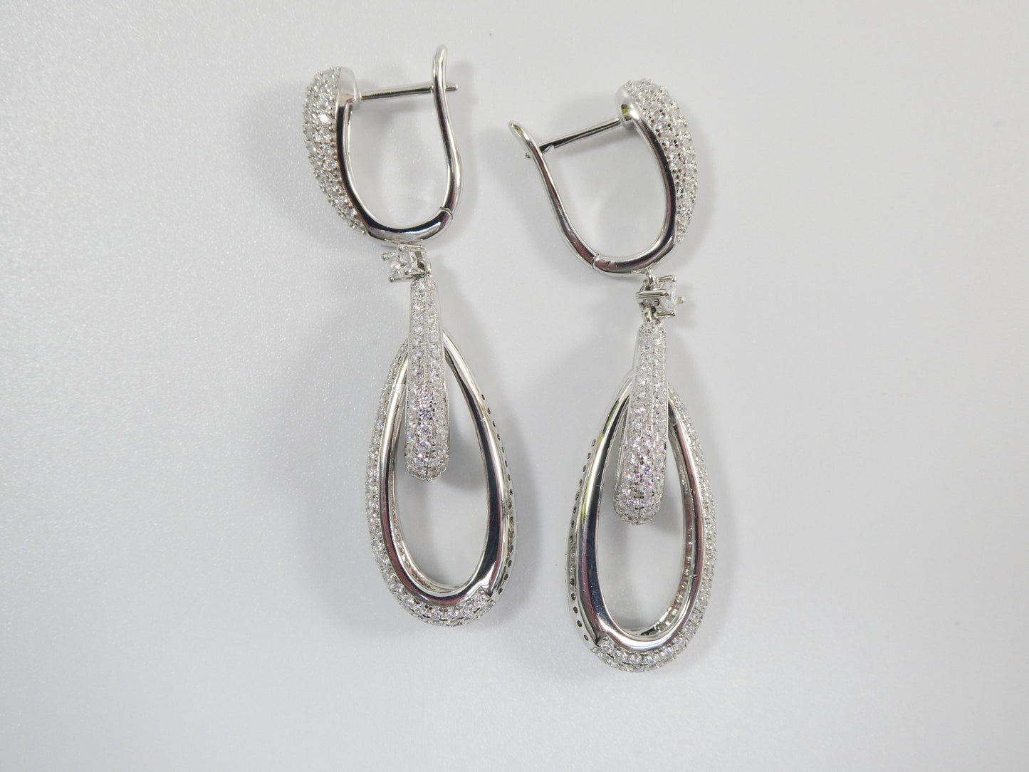 real 925 sterling silver micro pave setting 14k white gold color finish drop earrings