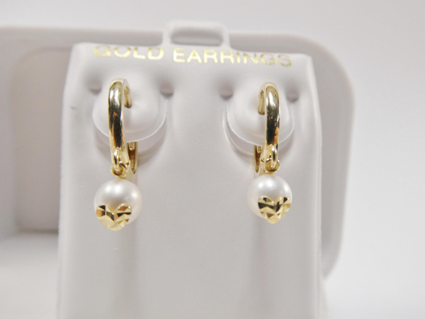 real 10k solid yellow gold cultured freshwater pearl hoop huggie earrings