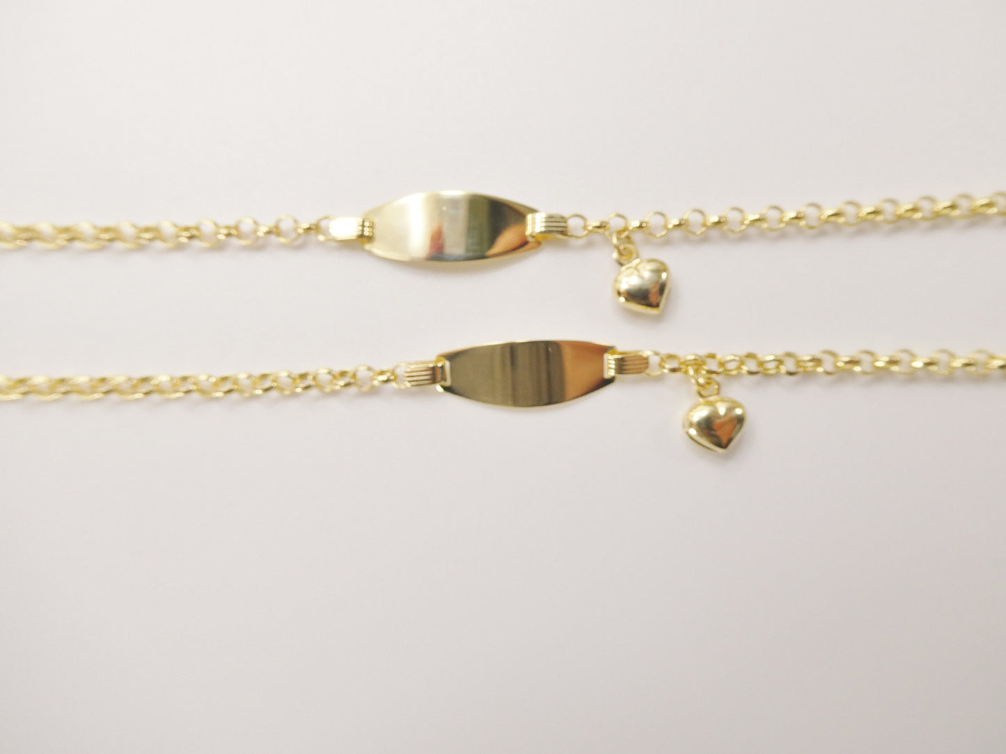 real 10k solid yellow gold 5.5/ 6.5 inch children/women heart dangling bracelet