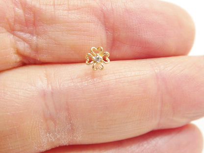 14k Real Solid Yellow Gold Flower Nose Rings