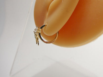 Real 10k Solid Yellow Gold Designer Butterfly Hoop Huggie Earrings