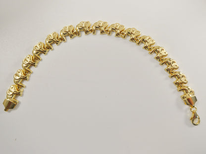 Real 925 Sterling Silver All Yellow Tone Elephant Set Necklace and Bracelet