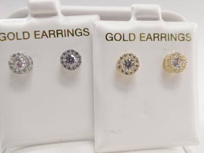 Real 10k Solid Yellow Gold Push Post Circle Stud Earrings