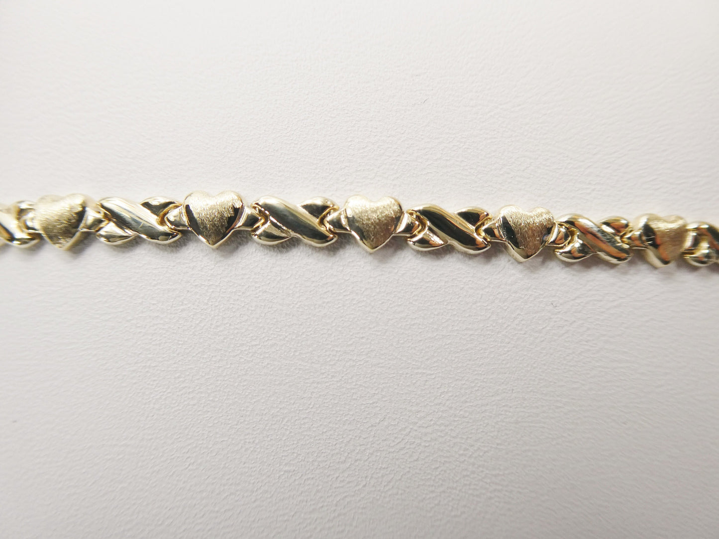 real 10k solid yellow gold 5.5/6.5/7 inch children/women xo heart bracelet