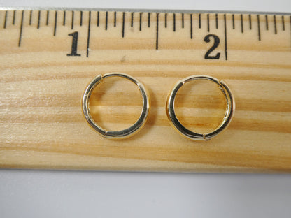 Real 10k Solid Yellow Gold High Polish Plain Hoop Huggie Earrings