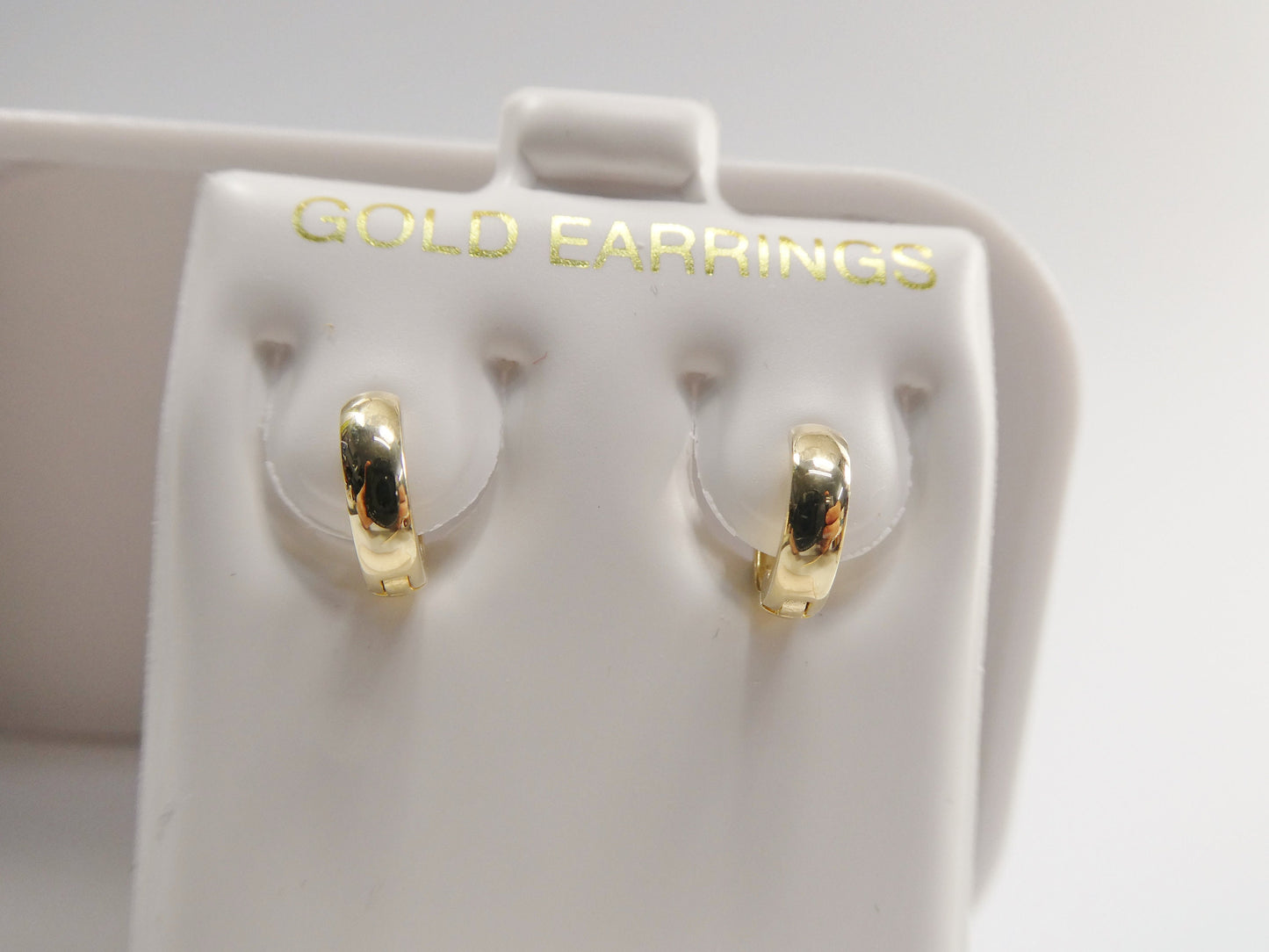 real 10k solid yellow gold 8.7mm high polish SMALL TINY plain hoop huggie earrings