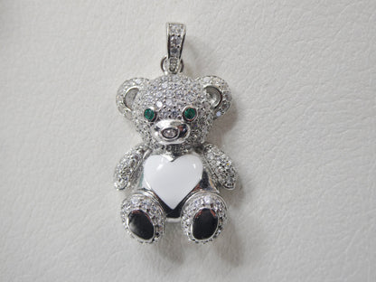 925 Sterling Silver Enamel Color Teddy Bear Pendent Charm