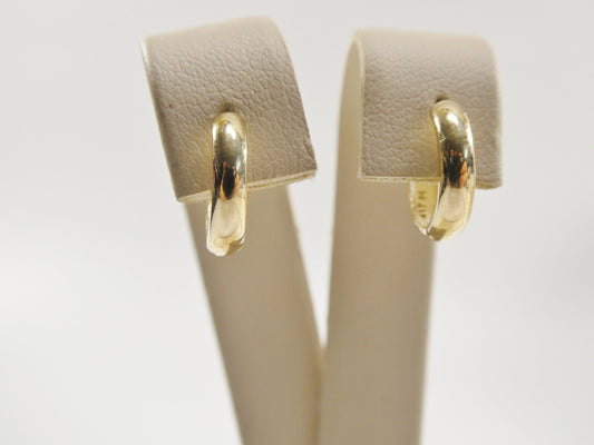 real 10k solid yellow gold high polish plain hoop huggie earring