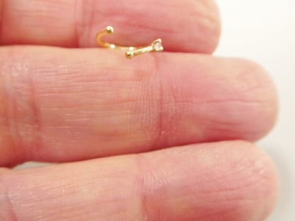 14k Real Solid Yellow Gold Cartilage Nose Ring Body Ring Piercing