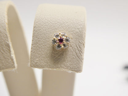 14k Real Solid Yellow Gold Flower Shape Nose Stud Ring