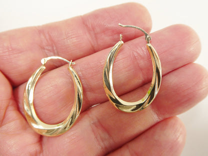 10k Real Solid Yellow Gold Classic Design Hoop Earrings