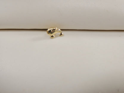 14k Real Solid Yellow Gold Fish Stud Nose Ring