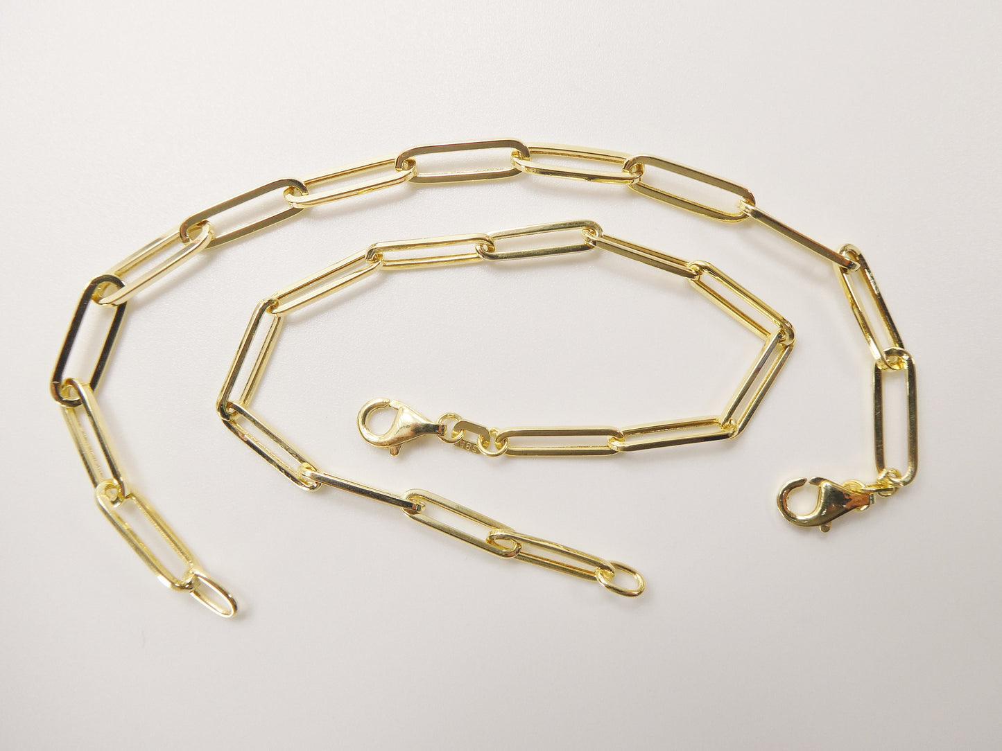14k real solid yellow gold small wrist 6.5 inch paper clip high polish bracelet