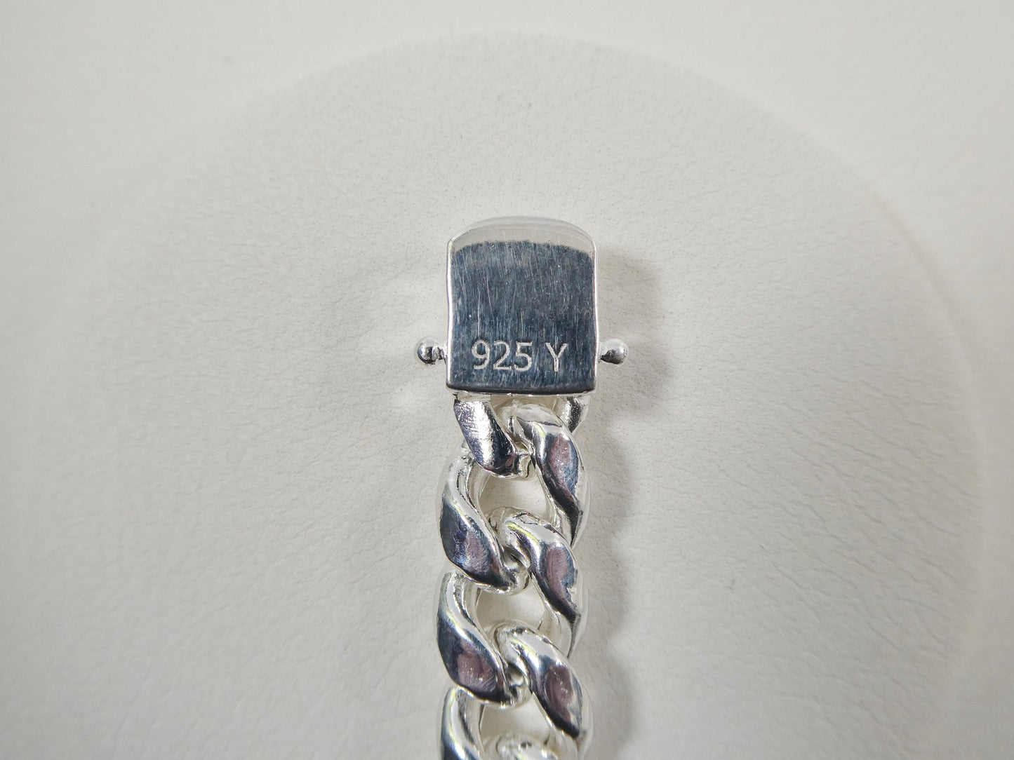 real 9mm 925 sterling silver Miami  SEMI SOLID link chain box lock clasp